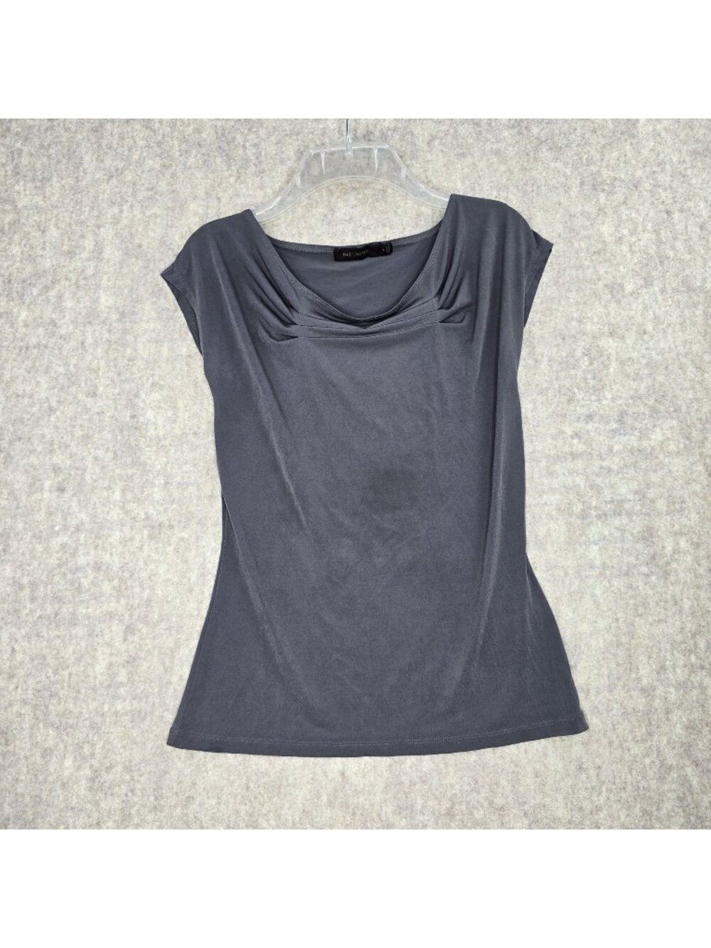 The Limited Womens Cowl Neck Gray Cap Sleeve Top Size S Stretch Polyester Blend